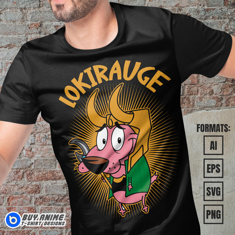 Premium Courage The Cowardly Dog x Loki Vector T-shirt Design Template