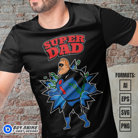 Premium Mr Incredible The Incredibles Fathers Day Vector T-shirt Design Template