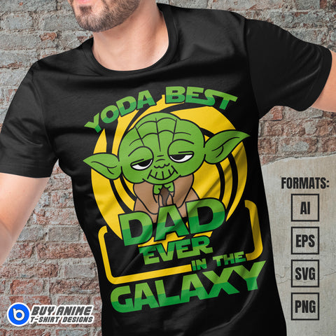Premium Yoda Star Wars Fathers Day Vector T-shirt Design Template