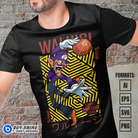 Premium Waluigi Super Mario Vector T-shirt Design Template