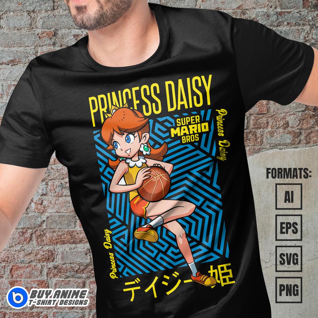 Premium Princess Daisy Super Mario Vector T-shirt Design Template