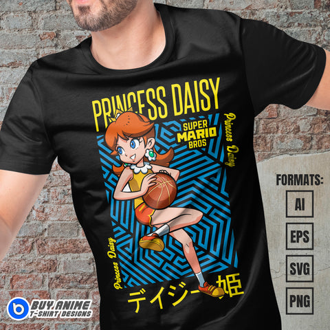 Premium Princess Daisy Super Mario Vector T-shirt Design Template