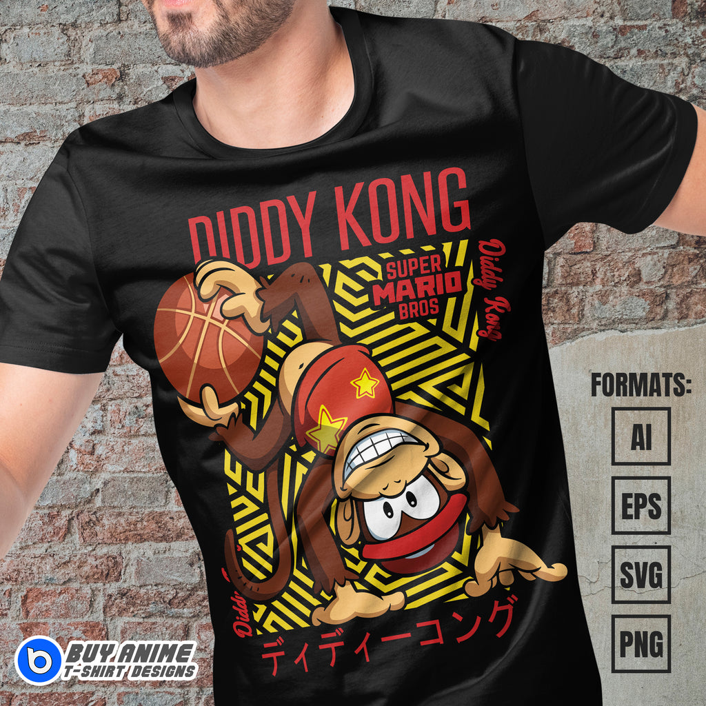 Premium Diddy Kong Super Mario Vector T-shirt Design Template