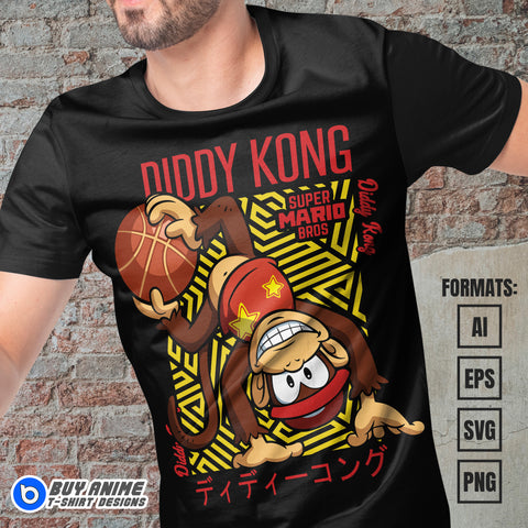 Premium Diddy Kong Super Mario Vector T-shirt Design Template