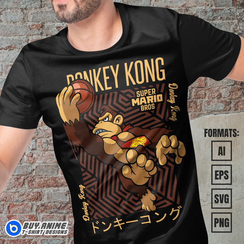 Premium Donkey Kong Super Mario Vector T-shirt Design Template #3