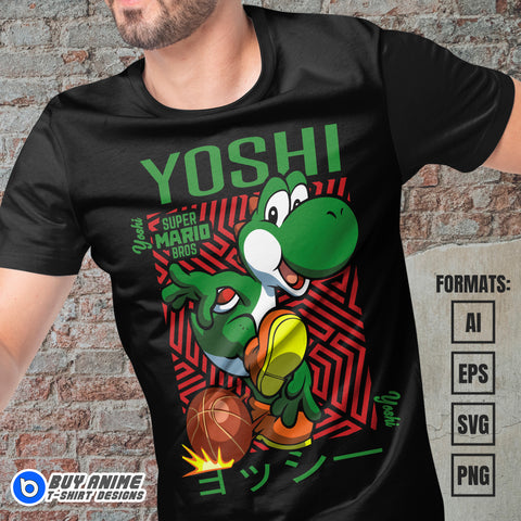 Premium Yoshi Super Mario Vector T-shirt Design Template #3