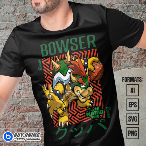 Premium Bowser Super Mario Vector T-shirt Design Template #4