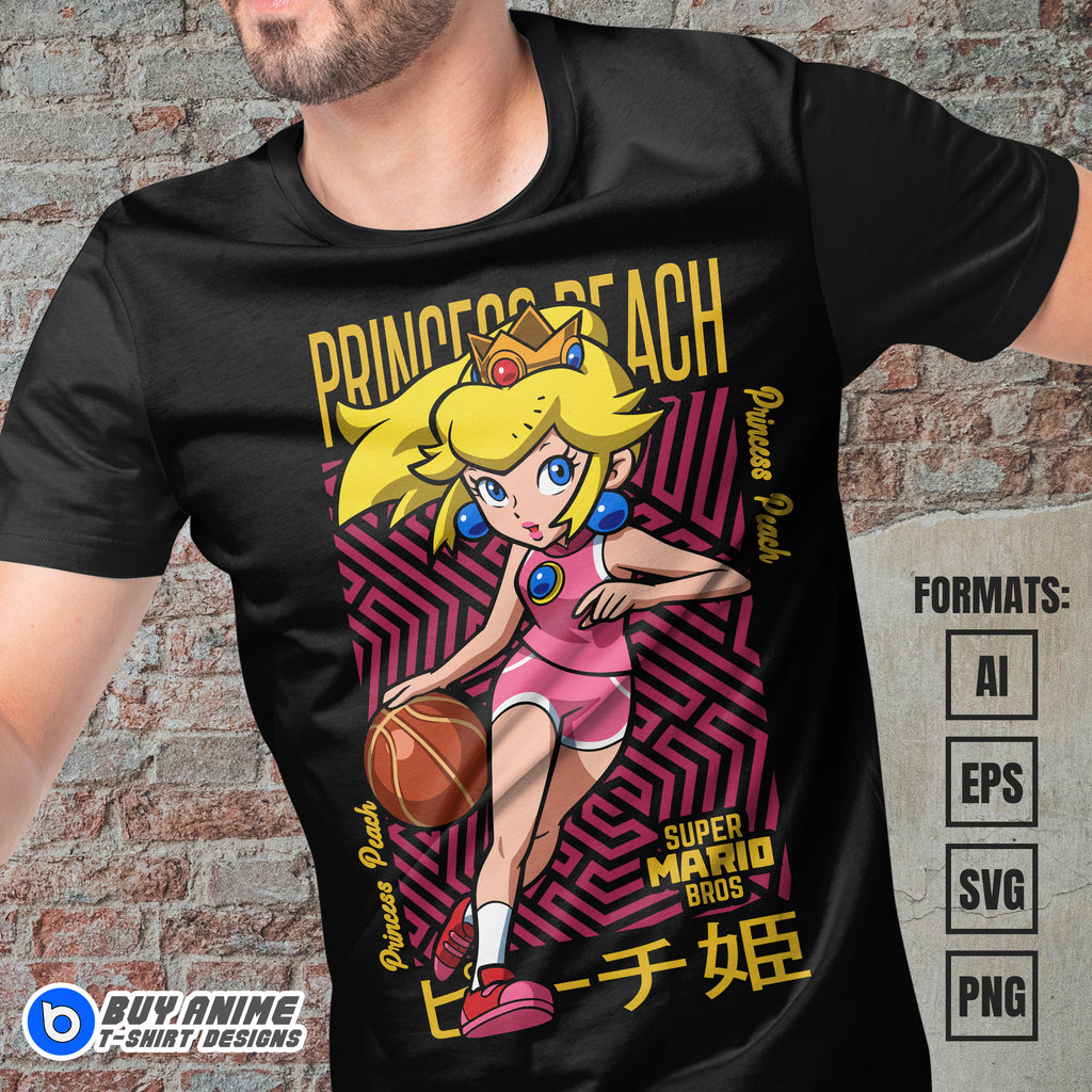 Premium Princess Peach Super Mario Vector T-shirt Design Template #8