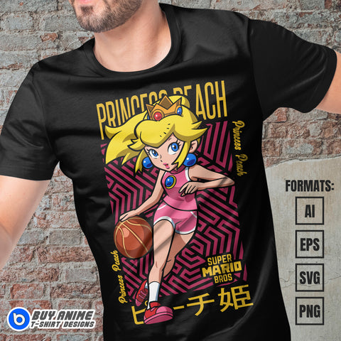 Premium Princess Peach Super Mario Vector T-shirt Design Template #8