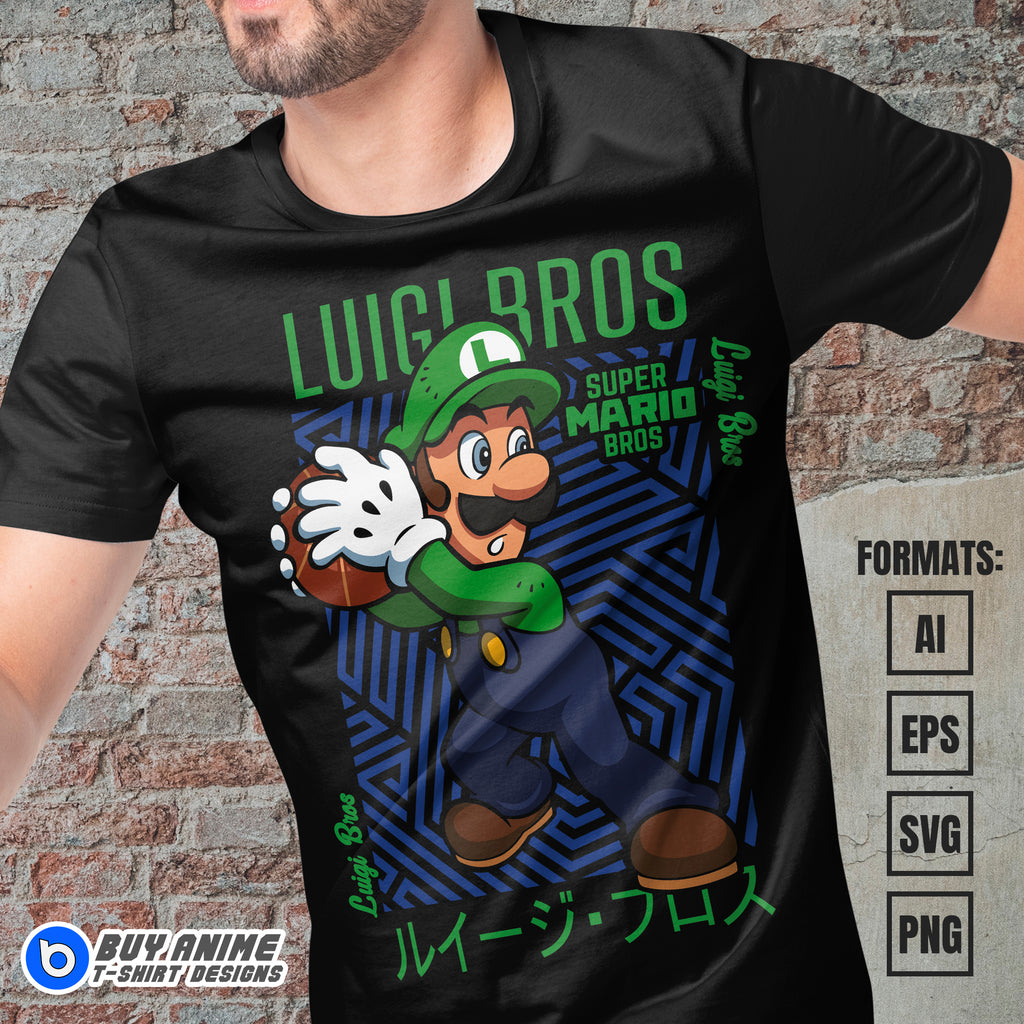 Premium Luigi Super Mario Vector T-shirt Design Template #2