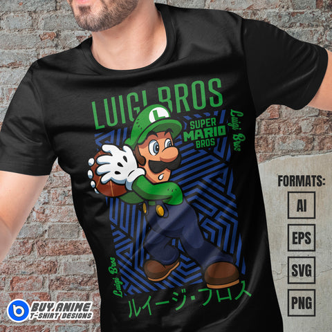 Premium Luigi Super Mario Vector T-shirt Design Template #2
