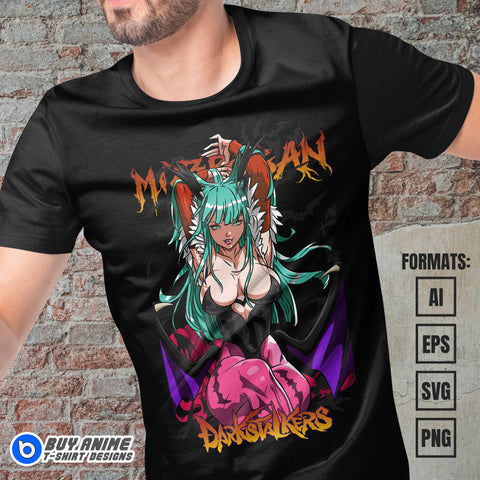 Premium Morrigan Aensland Darkstalkers Vector T-shirt Design Template #3