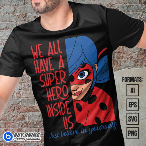 Premium Miraculous Tales of Ladybug And Catnoir Vector T-shirt Design Template