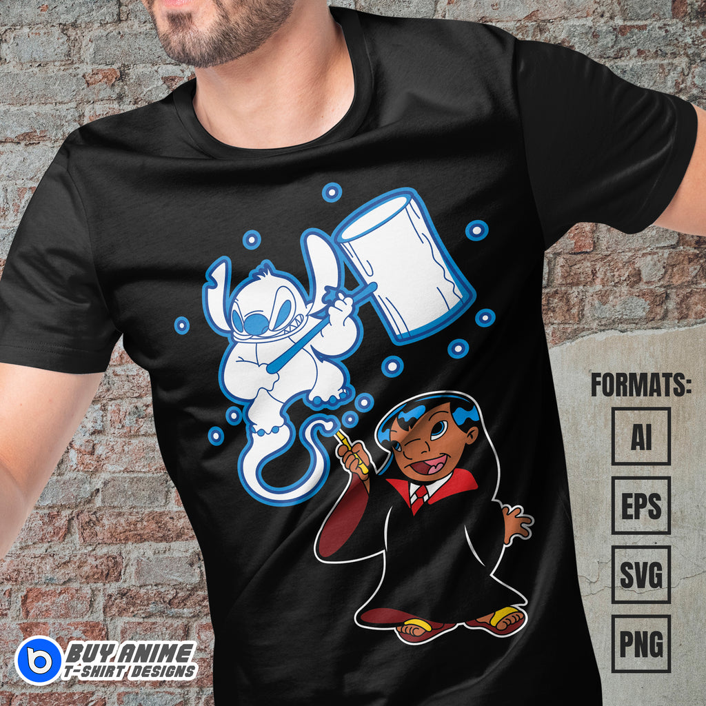 Premium Lilo And Stitch x Harry Potter Vector T-shirt Design Template