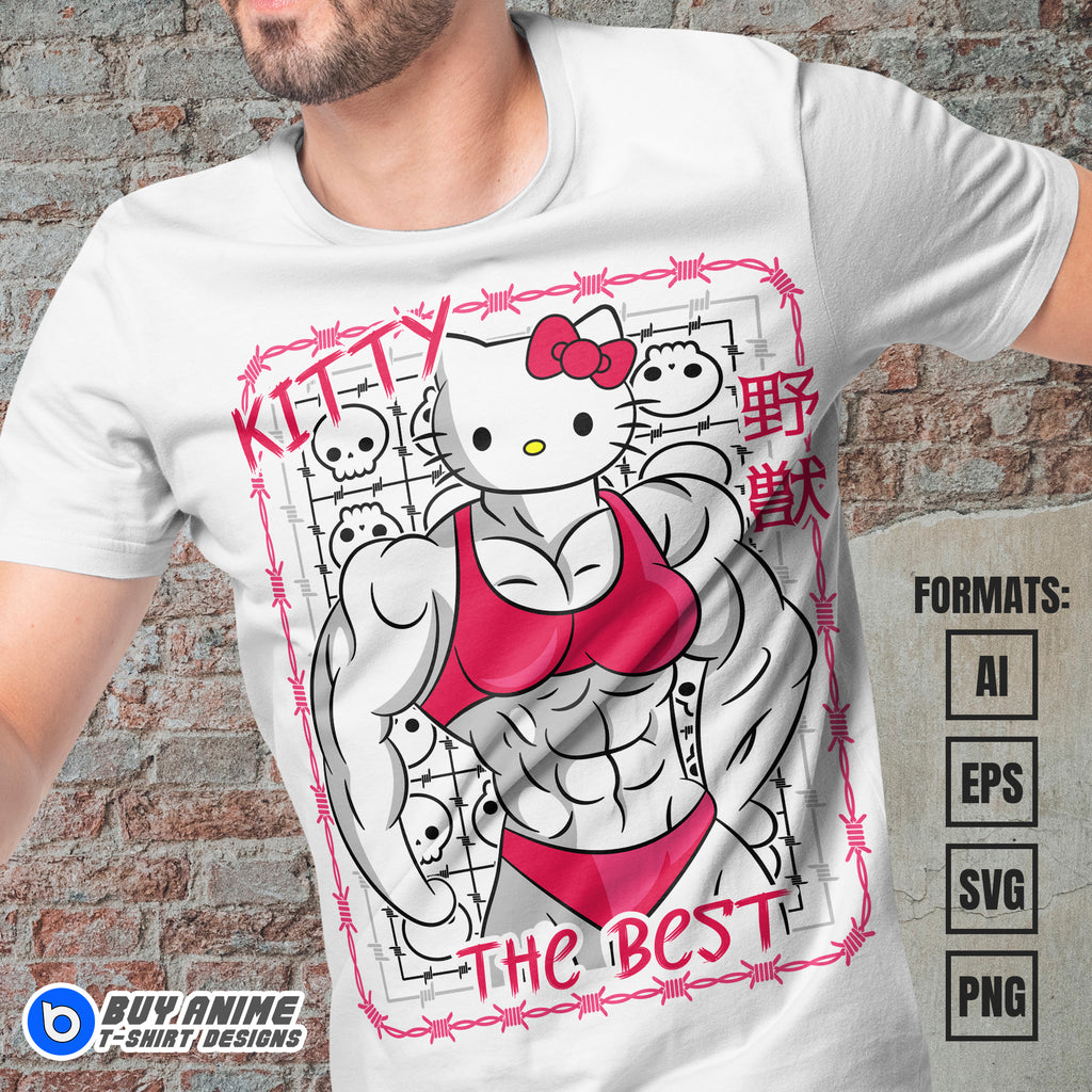 Premium Hello Kitty Gym Sanrio Vector T-shirt Design Template
