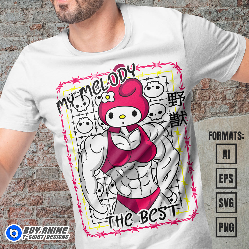 Premium My Melody Gym Sanrio Vector T-shirt Design Template