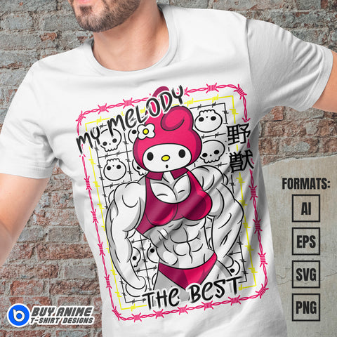 Premium My Melody Gym Sanrio Vector T-shirt Design Template
