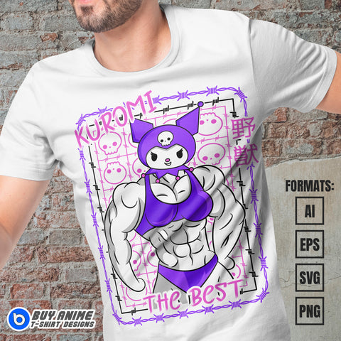 Premium Kuromi Gym Sanrio Vector T-shirt Design Template