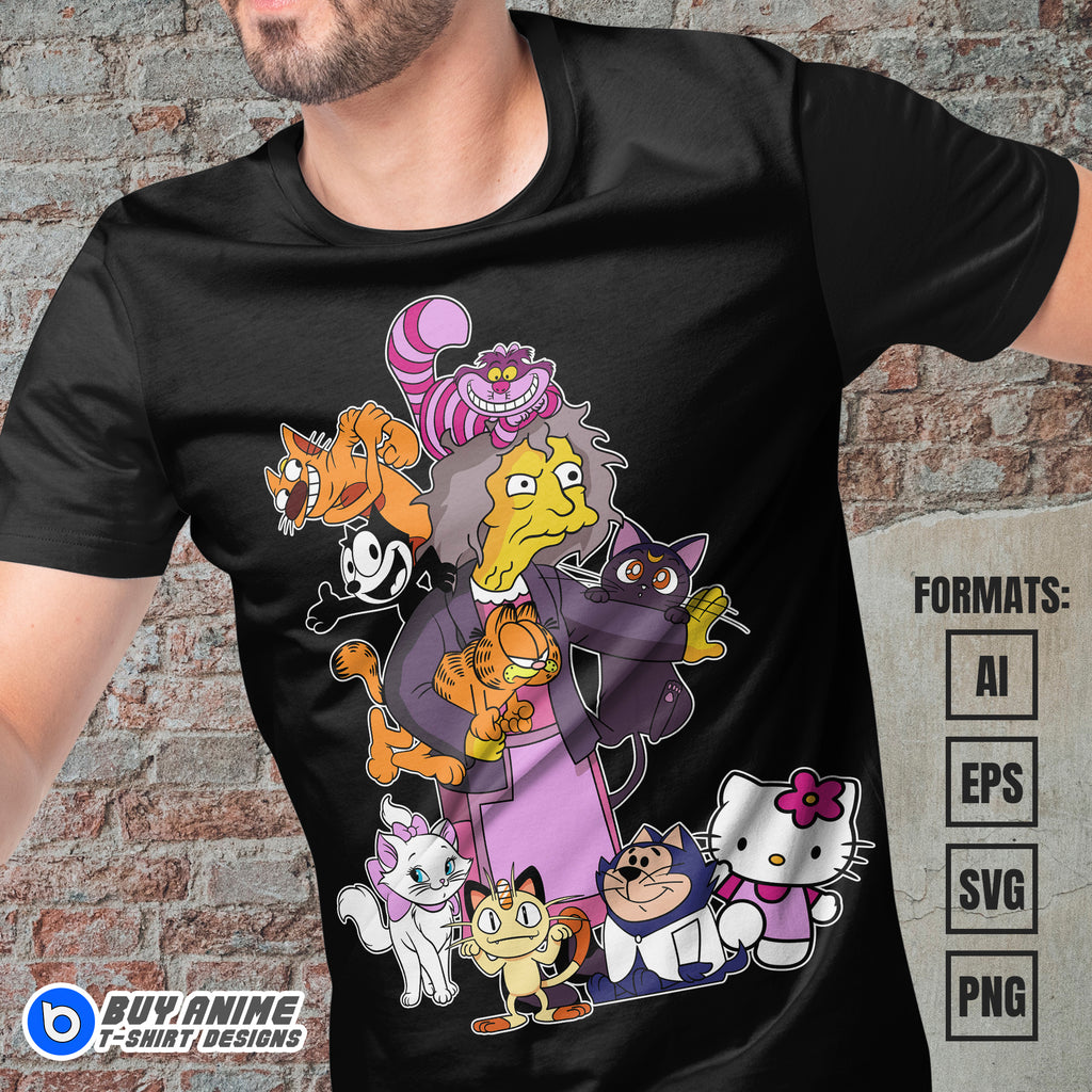 Premium 90s Cats Vector T-shirt Design Template #2