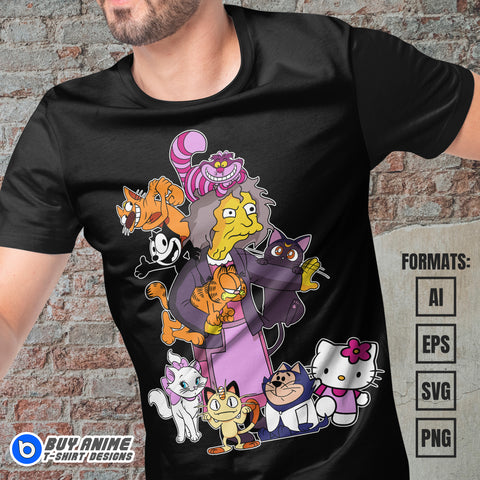 Premium 90s Cats Vector T-shirt Design Template #2