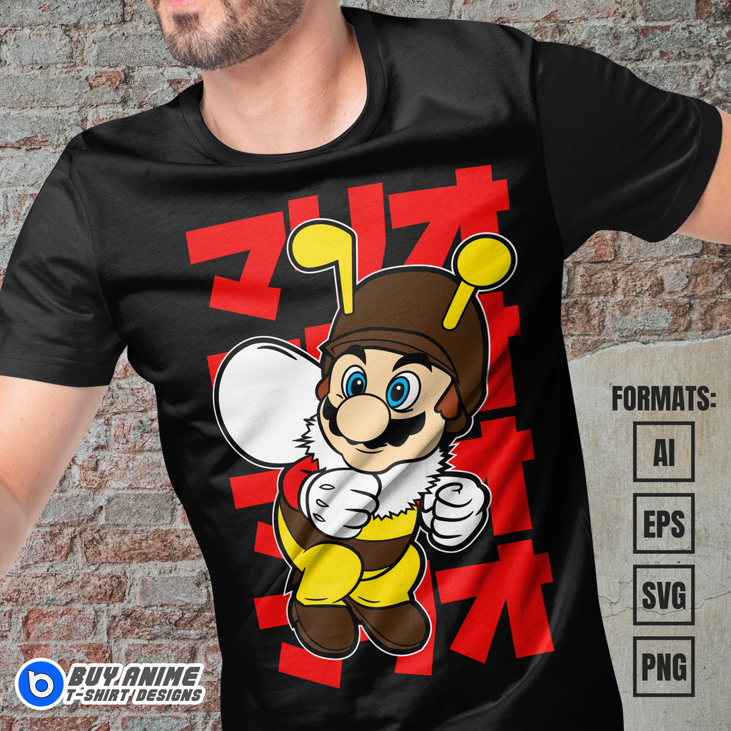 Premium Super Mario Bee Vector T-shirt Design Template