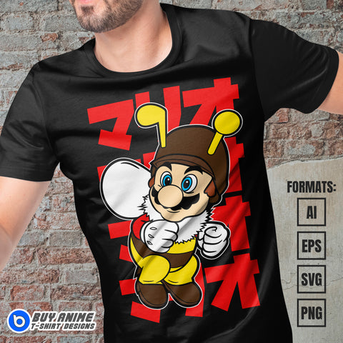 Premium Super Mario Bee Vector T-shirt Design Template