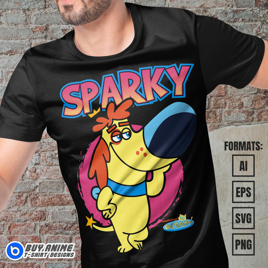 Premium Sparky The Fairly OddParents Vector T-shirt Design Template