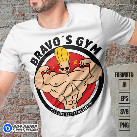 Premium Johhny Bravo's Gym Vector T-shirt Design Template