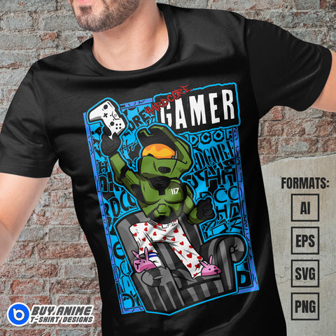 Premium Master Chief Halo Vector T-shirt Design Template