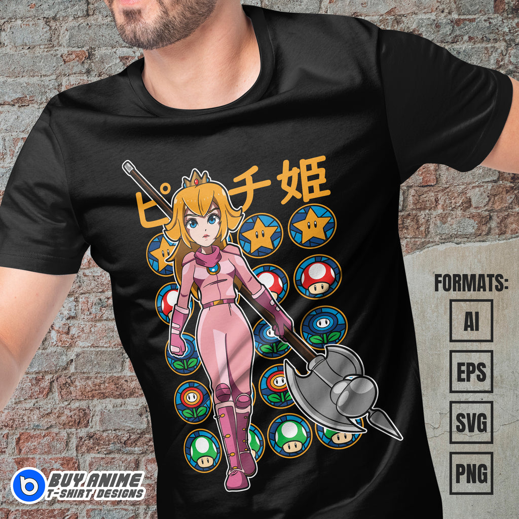 Premium Princess Peach Super Mario Vector T-shirt Design Template #9