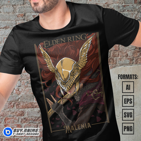 Premium Malenia Elden Ring Vector T-shirt Design Template