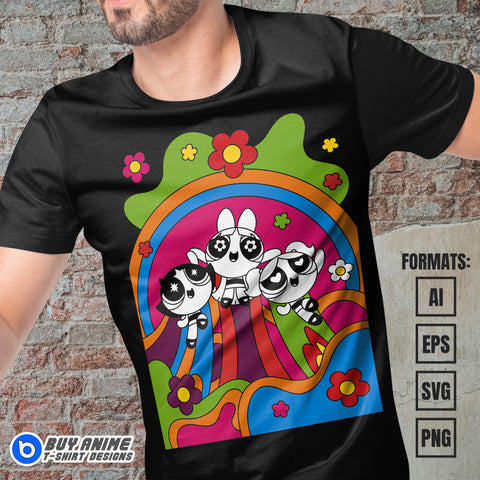 Premium Powerpuff Girls Vector T-shirt Design Template