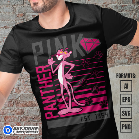 Premium Pink Panther Vector T-shirt Design Template