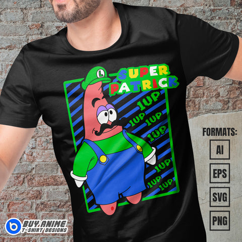 Premium Patrick x Luigi Vector T-shirt Design Template
