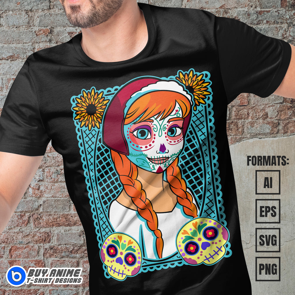 Premium Anna Halloween Frozen Vector T-shirt Design Template