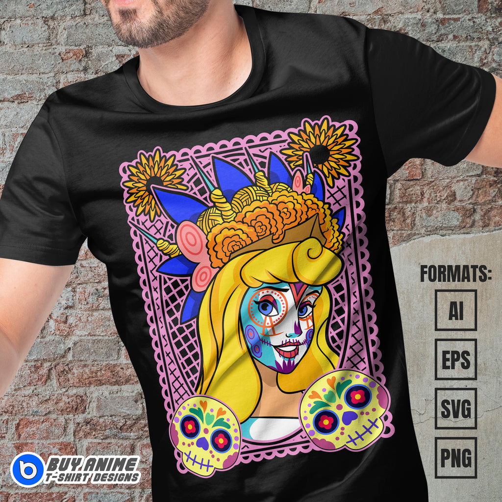 Premium Aurora Halloween Sleeping Beauty Vector T-shirt Design Template