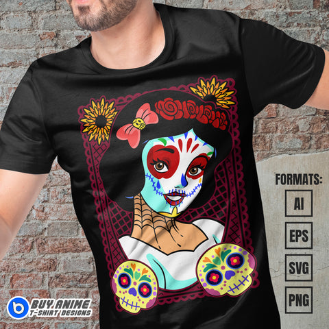 Premium Snow White Halloween Vector T-shirt Design Template