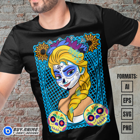 Premium Elsa Halloween Frozen Vector T-shirt Design Template