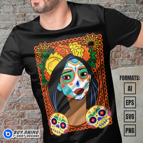 Premium Pocahontas Halloween Vector T-shirt Design Template