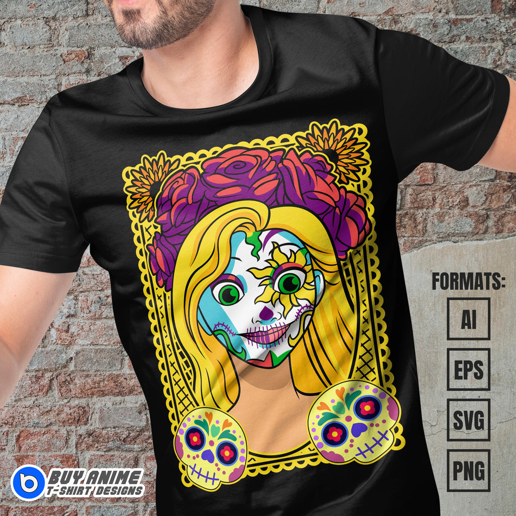 Premium Rapunzel Halloween Vector T-shirt Design Template