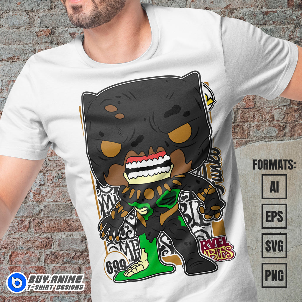 Premium Black Panther Funko Zombie Vector T-shirt Design Template