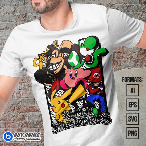 Premium Super Smash Bros Vector T-shirt Design Template