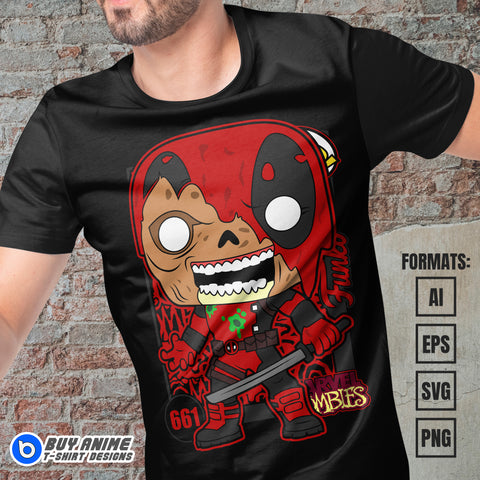 Premium Deadpool Funko Zombie Vector T-shirt Design Template