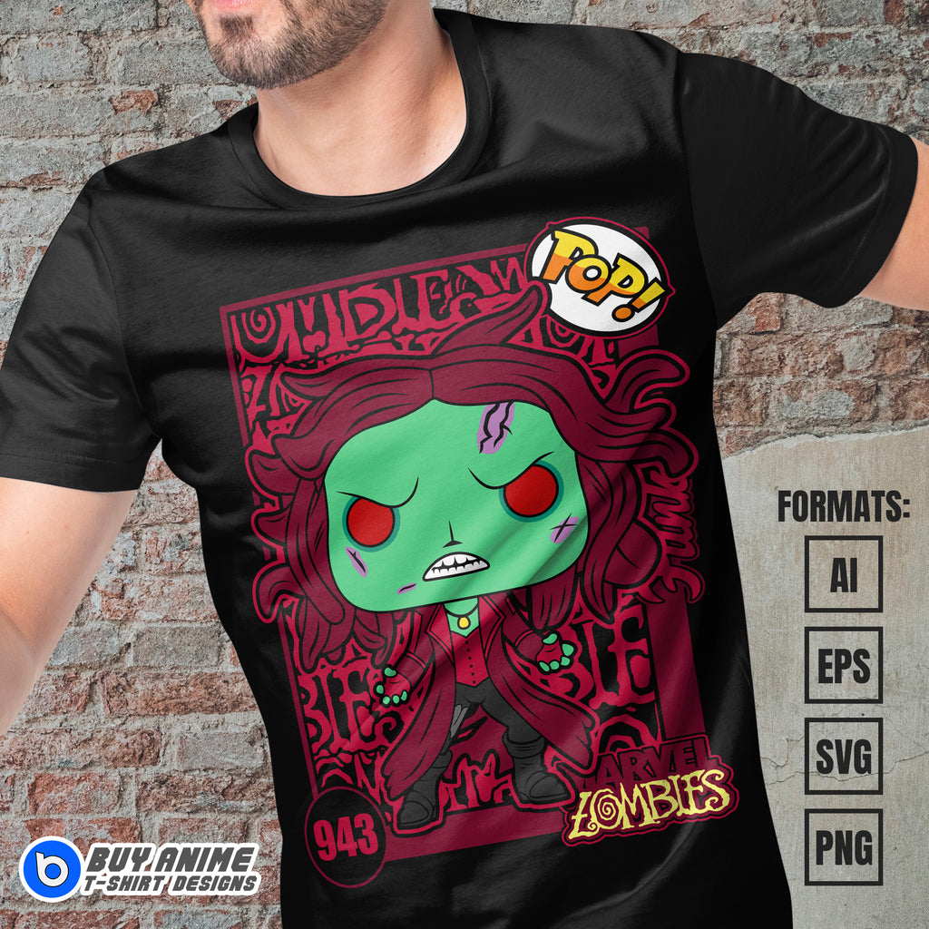 Premium Scarlet Witch Funko Zombie Vector T-shirt Design Template