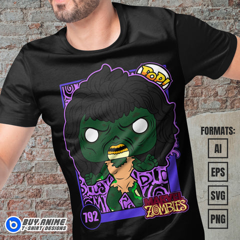 Premium She Hulk Funko Zombie Vector T-shirt Design Template