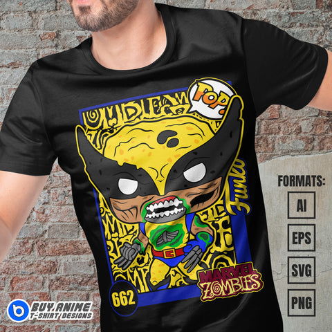 Premium Wolverine Funko Zombie Vector T-shirt Design Template