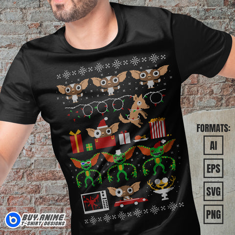 Premium Gremlins Christmas Vector T-shirt Design Template