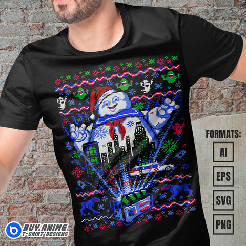 Premium Ghostbusters Christmas Vector T-shirt Design Template