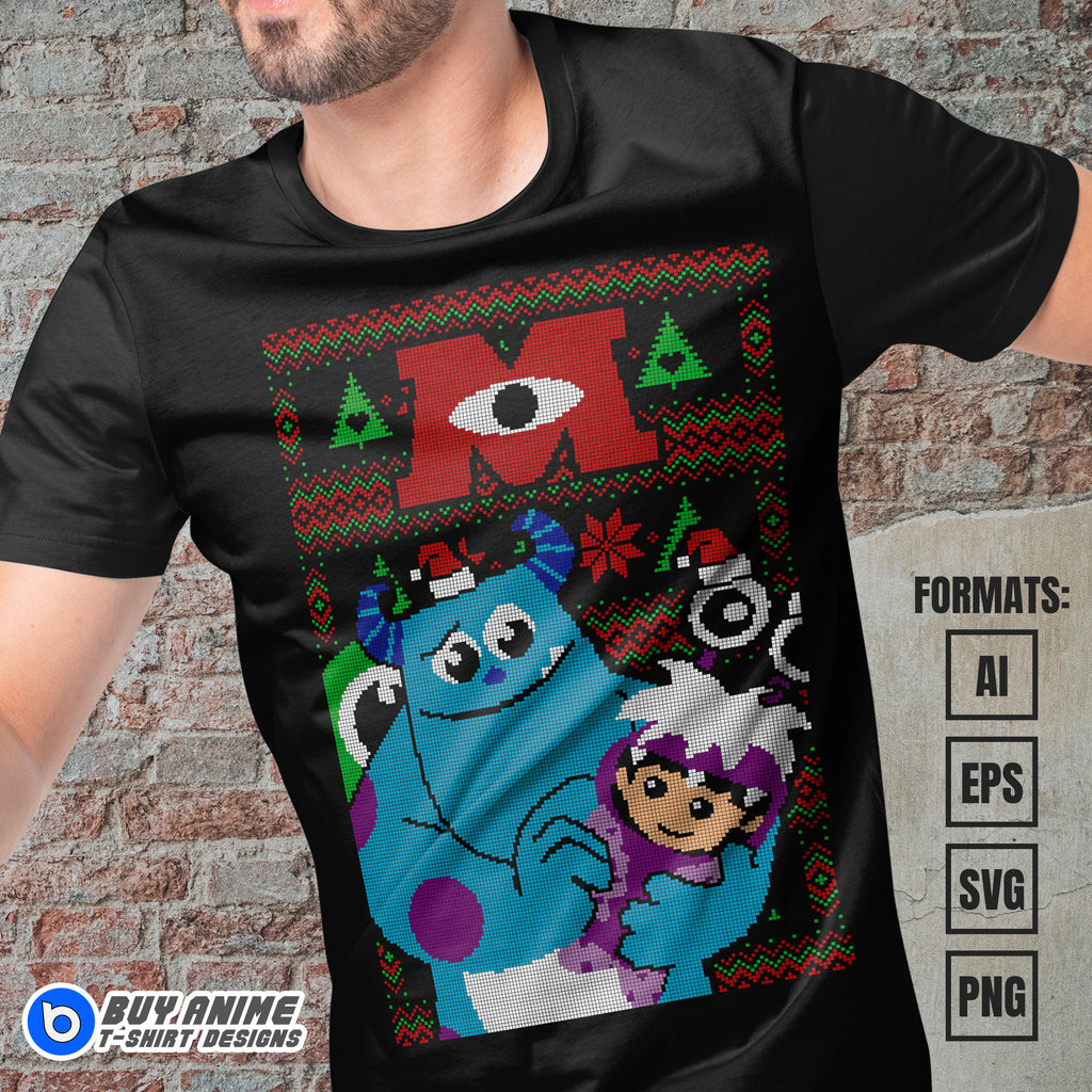 Premium Monster Inc Christmas Vector T-shirt Design Template