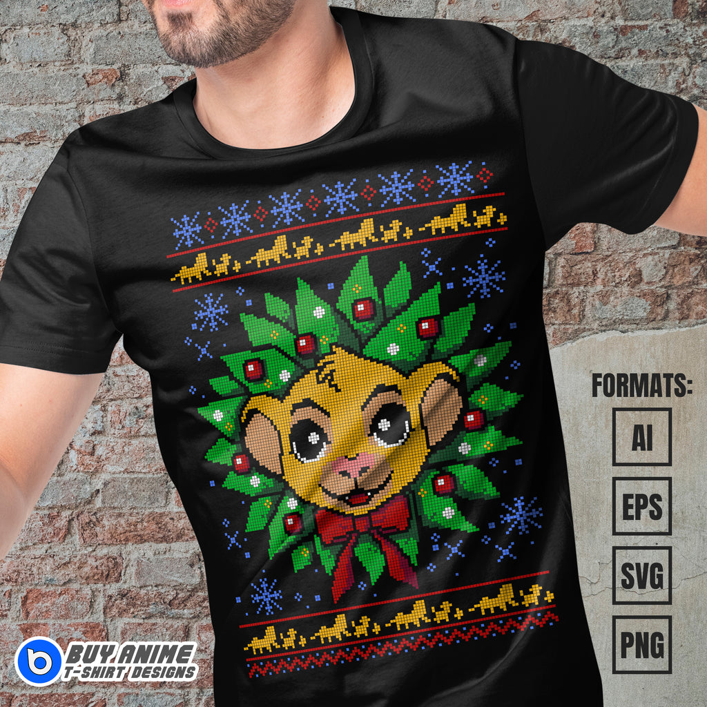 Premium Simba Christmas Vector T-shirt Design Template